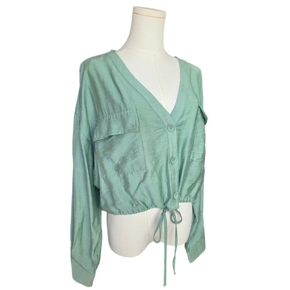 MILK & HONEY Sage V-Neck Pocket Waist-Tie Top